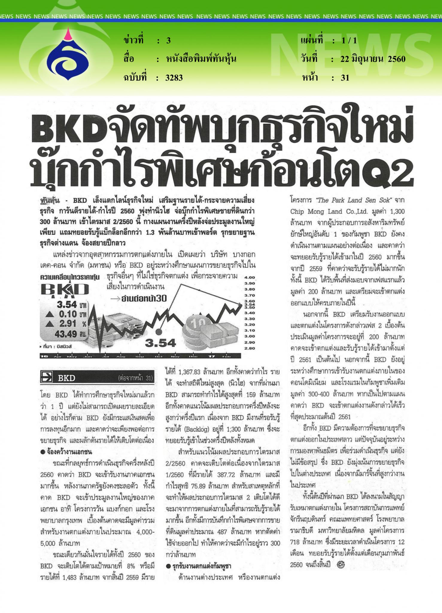 หนังสือพิมพ์ทันหุ้น BKD, จัดทัพลุยธุรกิจใหม่