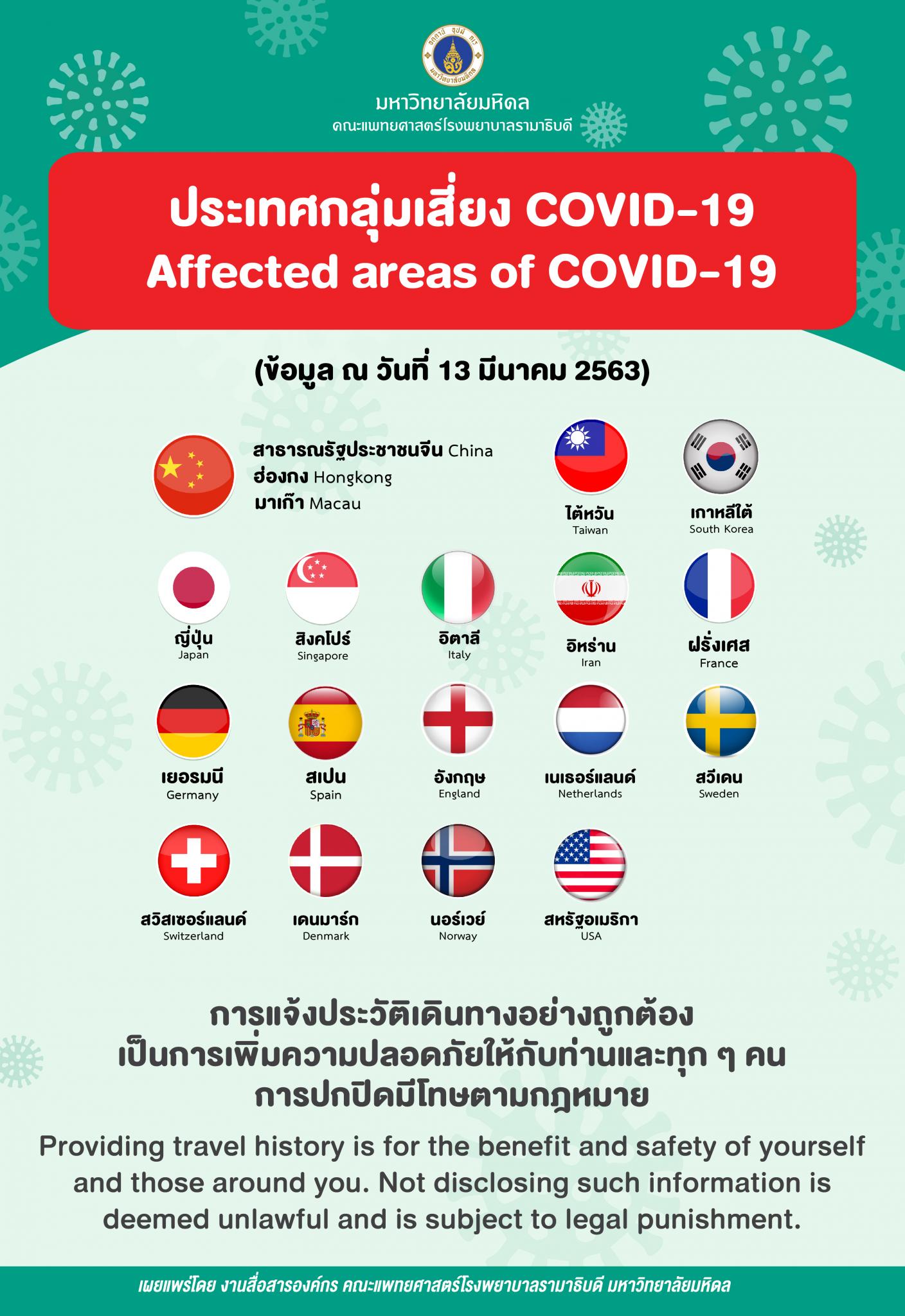 ประเทศกลุ่มเสี่ยง COVID-19 (Affected areas of COVID-19)