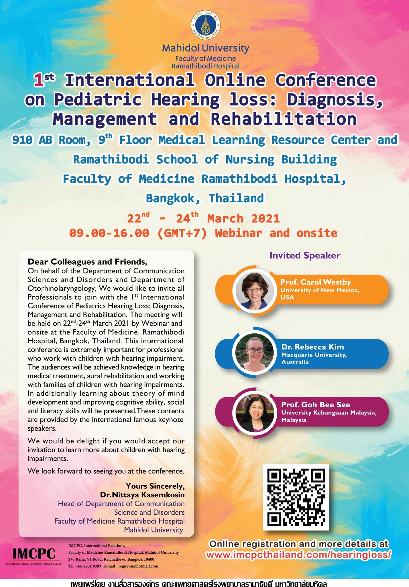 1st International Online Conference on Pediatric Hearing Loss: Diagnosis, Management and Rehabilitation