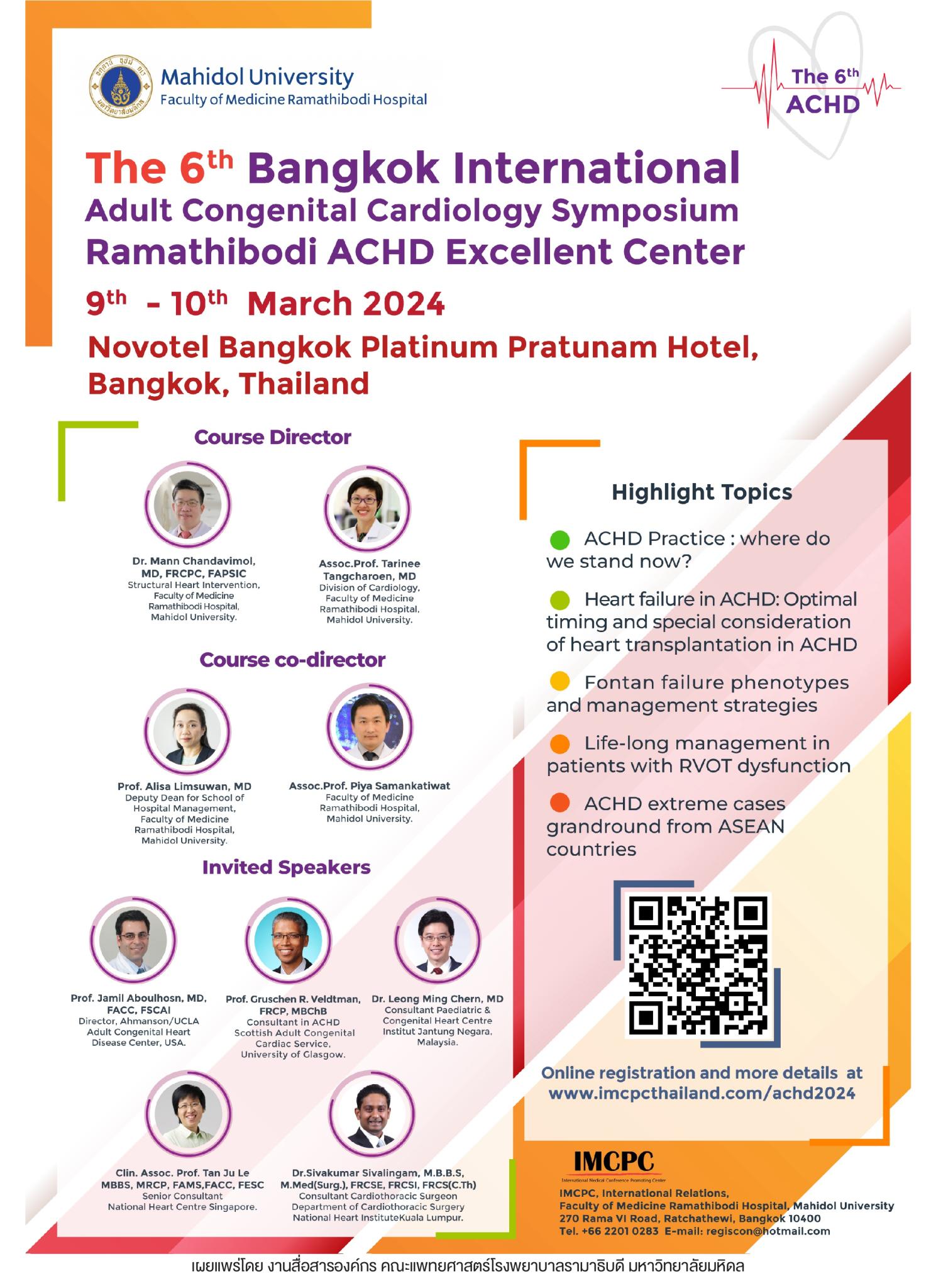 The 6th Bangkok International Adult Congenital Cardiology Symposium Ramathibodi ACHD Excellent Center