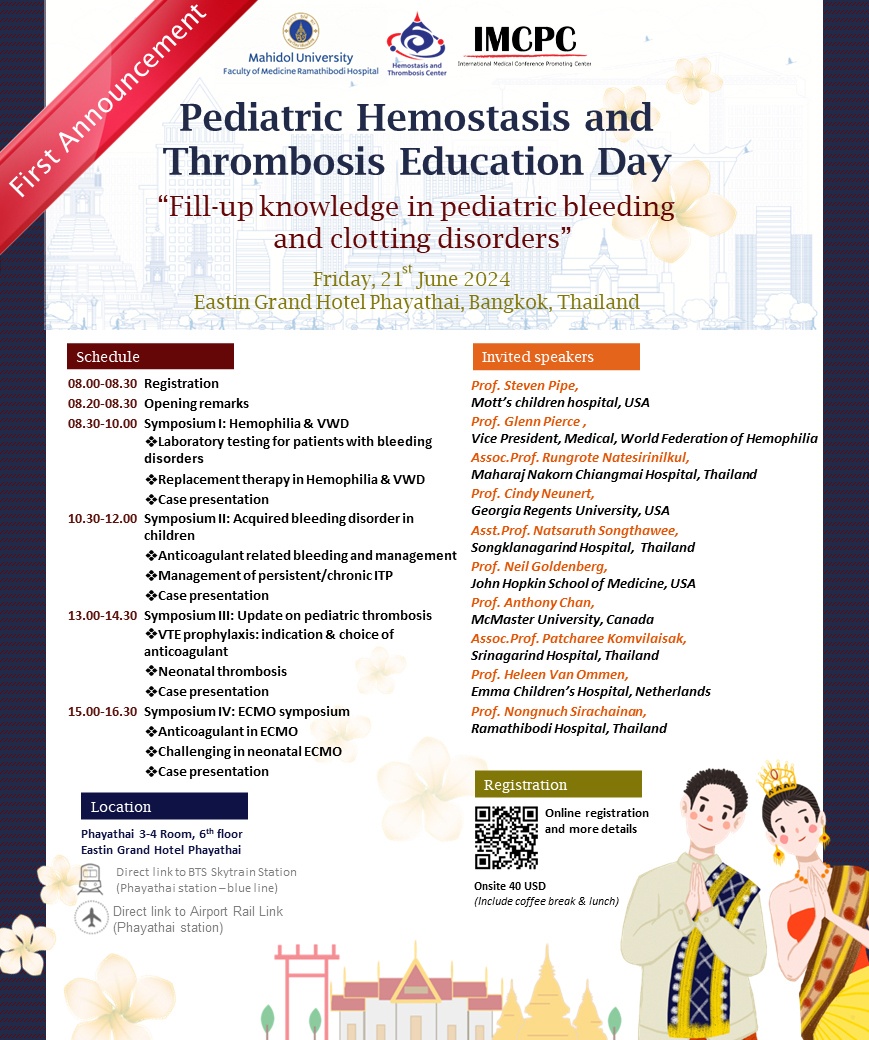 Pediatric Hemostasis and Thrombosis Education Day “Fill-up knowledge in pediatric bleeding and clotting disorders”