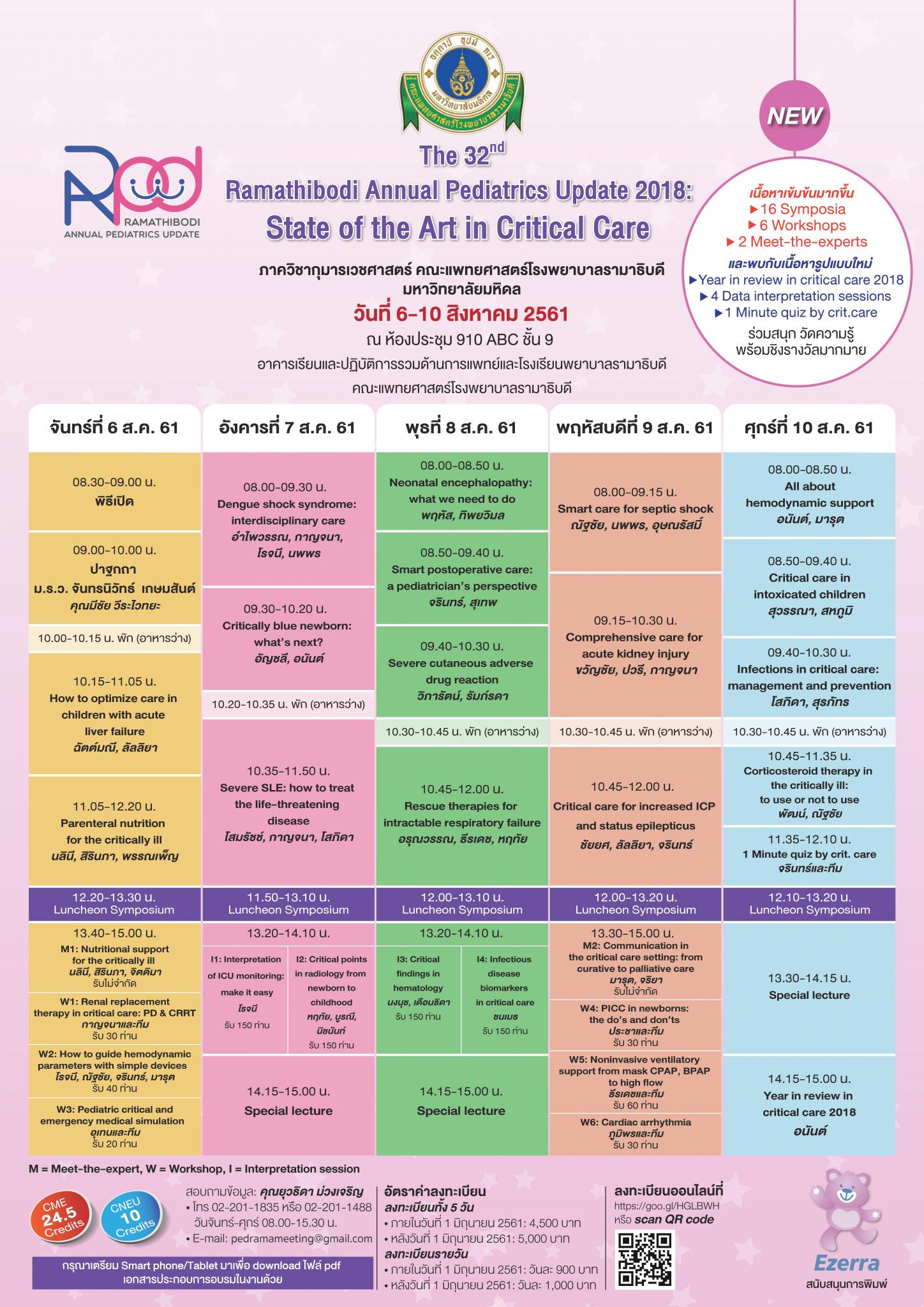 The 32nd Ramathibodi Annual Pediatrics Update 2018: State of the Art in Critical Care